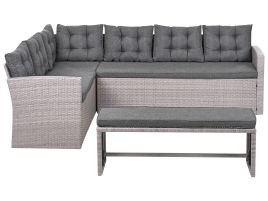 MONLEIGH 8 Seater PE Rattan Garden Corner Sofa - Grey
