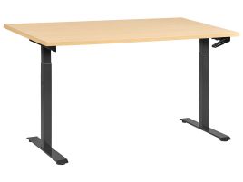 DESTIENS Manual Adjustable Standing Office Desk 160 cm - Black with Light Oak