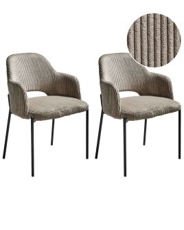 Set of 2 Dining Chairs RATON Corduroy Taupe