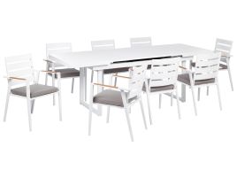 Garden Dining Set 8 Seater VALCANETTO/TAVIANO with Cushions Metal Grey