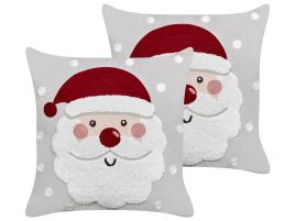 Set of 2 Decorative Cushions SWEETENER Velvet 45 x 45 cm Grey Christmas Pattern