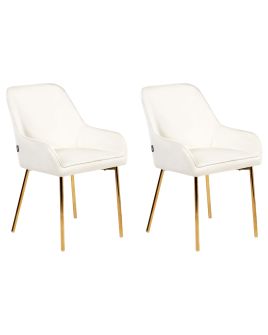 Set of 2 Dining Chairs LOVERNA Velvet Off-White