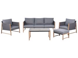 WREXLEIGH Garden Lounge Set with Table and Ottoman 5 Seater - Grey