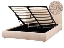 BIGNAC Ottoman Bedframe Boucle 160 x 200cm EU Kingsize Bed Beige