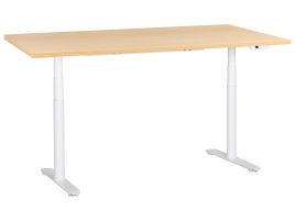 LEYBOURNE Electric Adjustable Standing Office Desk 180 cm - White with Light Oak