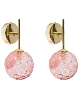 Set of 2 Wall Lamps ANADYR Glass Pink