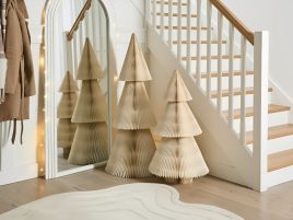 FEGEXI Christmas Decor Tree Figurine Set of 2 - Beige