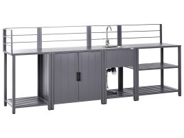 NIGGIAVO 4 Piece Outdoor Kitchen Set with Sink Metal Grey