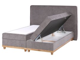 DELLIS Divan Bedframe Fabric 160 x 200cm EU Kingsize Bed Taupe