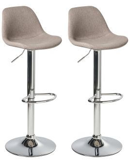 GARTONWELL Fabric Swivel Set of 2 Bar Stools - Taupe