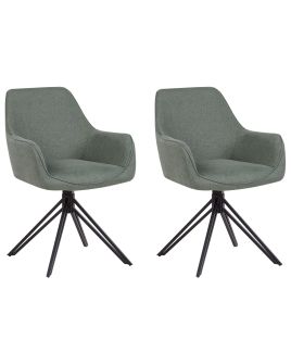 Set of 2 Dining Chairs Swivel JODAR Dark Green