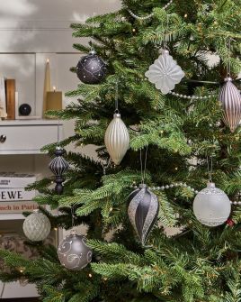 FROSTARA Christmas LED Glass Baubles Decoration Set of 35 - Grey
