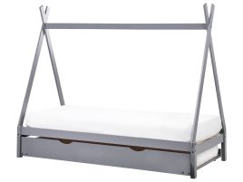 TALMI Kids Trundle Bedframe Pine Wood 90 x 200cm EU Single Bed Grey