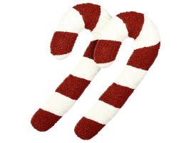 Set of 2 Decorative Cushions CANDY CANE Boucle 22 x 55 cm Red Christmas Pattern