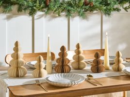 CESERO Christmas Decor Tree Figurines Set of 6 - Beige and Brown