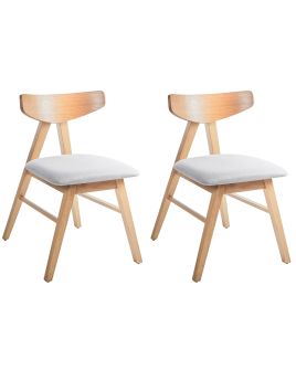 LTCOAA Set of 2 Dining Chairs Wood Light Brown/ Grey