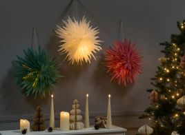HENTVAR Christmas Decor LED Hanging Star Set of 3 - Multicolour