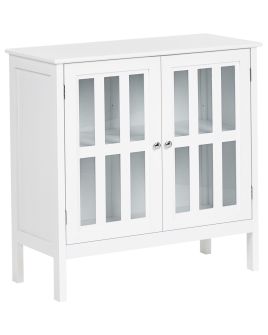 AIRMM Glass Display Cabinet Wood 80 cm White