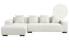 Right Hand Boucle Corner Sofa White LUNGO