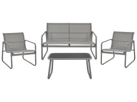 Garden Lounge Set with Table 4 Seater BARREA Metal Grey