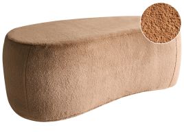 BDYARA Faux Fur Footstool - Light Brown