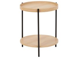 Side Table Light Wood with Black LANDER