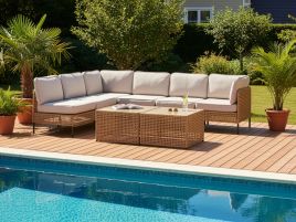OMEGANA Garden 6 Seater L Shaped Corner Sofa - Light Beige