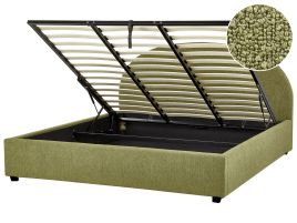 VAUKLI Ottoman Bedframe Boucle 180 x 200cm EU Super Kingsize Bed Olive Green