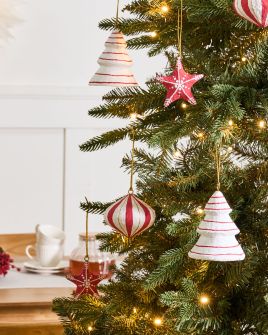 CEMAXO Christmas Decor Tree Ornaments Set of 12 -Red and White