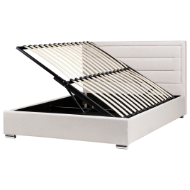 AURENNE Kingsize Fabric Ottoman Storage Bedframe - Light Beige