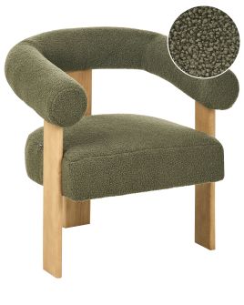 COBDEN Boucle Fabric Armchair - Green with Light Brown