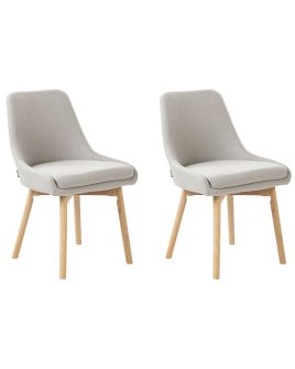 Set of 2 Fabric Dining Chairs Light Grey MELFORT