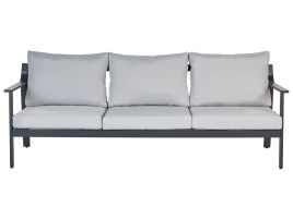 Garden Sofa 3 Seater KIATO Metal Light Grey
