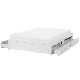 BRUXINA Kingsize Wooden Bedframe with Storage Drawers - White