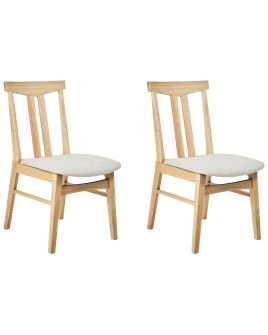 Set of 2 Dining Chairs AVALON Wood Light Beige