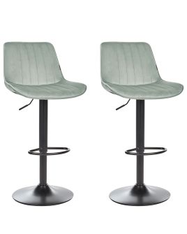Set of 2 Bar Chairs DUBROVNIK Velvet Swivel Mint Green