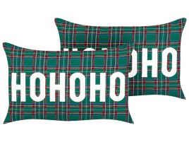 Set of 2 Decorative Cushions JOYCANDY 30 x 50 cm Green Christmas Pattern