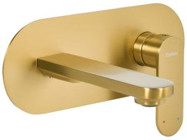 BARDONMERE Wall Mounted Basin Mixer Tap Brass - Gold