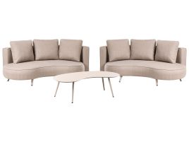 GREYMOND Garden Lounge Set with Table 6 Seater - Beige