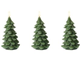 HARBOROUGH Set of 3 Christmas Tree LED Candles - Green