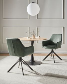 DALERO Faux Leather Dining Chairs Set of 2 - Dark Green