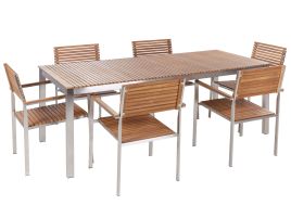 Garden Dining Set 6 Seater VIAREGGIO Teak Wood Brown