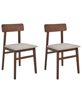 Set of 2 Dining Chairs STACY Wood Taupe