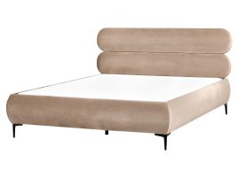 LESASY Bed Velvet 160 x 200 cm (EU King Size) Taupe