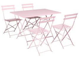BEXEL Garden Dining Set 4 Seater - Pastel Pink