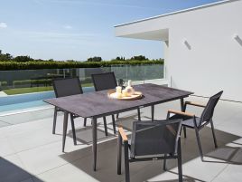 DEVERO Garden Dining Table Stone Effect - Grey