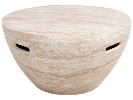 RUNLEIGH Travertine Effect Round Coffee Table - Beige
