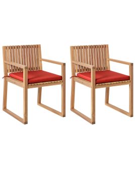 ARBOR Set of 2 Garden Chairs with Cushions - Red