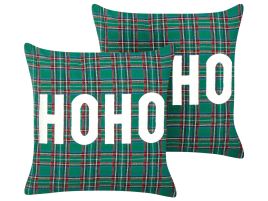 Set of 2 Decorative Cushions JOYCANDY 45 x 45 cm Green Christmas Pattern
