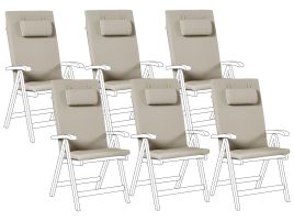 BREEZ Set of 6 Garden Back Seat Cushions - Taupe